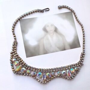 VINTAGE 1950s Exquisite High End Estate Aurora Borealis Rhinestone Necklace